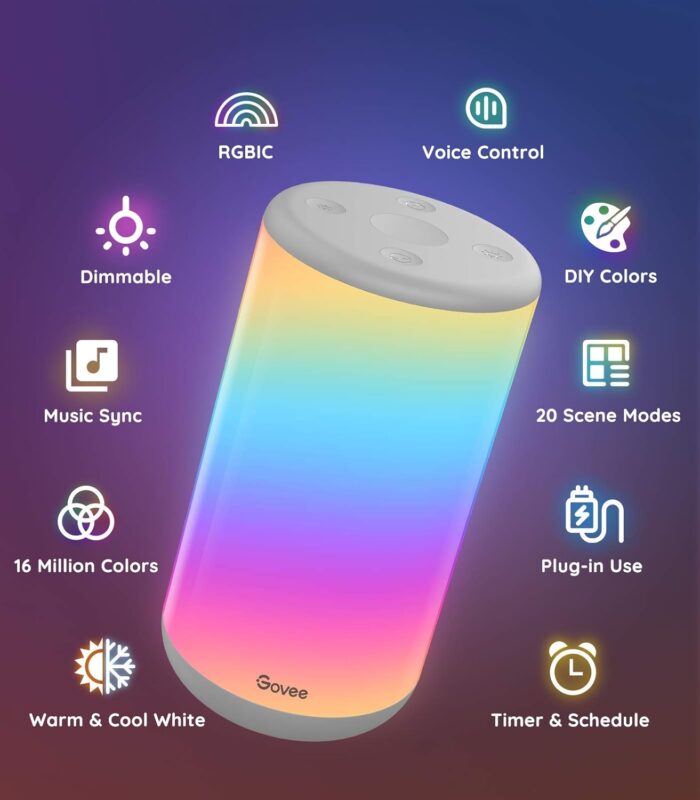Govee RGBIC Table Lamp, Smart Lamp Work with Alexa, LED Lamp with Music Sync and 43 Scene Modes, Color Changing Lamp for Bedroom Decor, Dimmable Night Light (Corded Electric) - Image 8