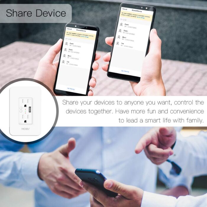 MOES WiFi Smart Wall Outlet,15A Divided Control 2 in Wall Socket with USB Interface,Smart Life/Tuya APP Remote Control Compatible with Alexa and Google Home No Hub Required, ETL Certified, 2.4G WiFi - Image 5