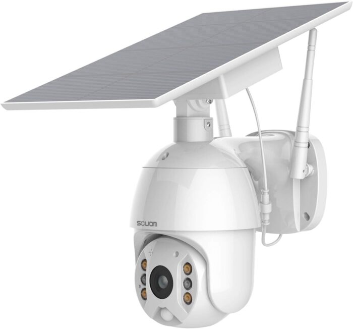 SOLIOM S600 Outdoor WiFi Security Camera - 360° Pan Tilt, Solar Powered with Battery, Motion Detection, Color Night Vision, 2-Way Talk, Remote Access