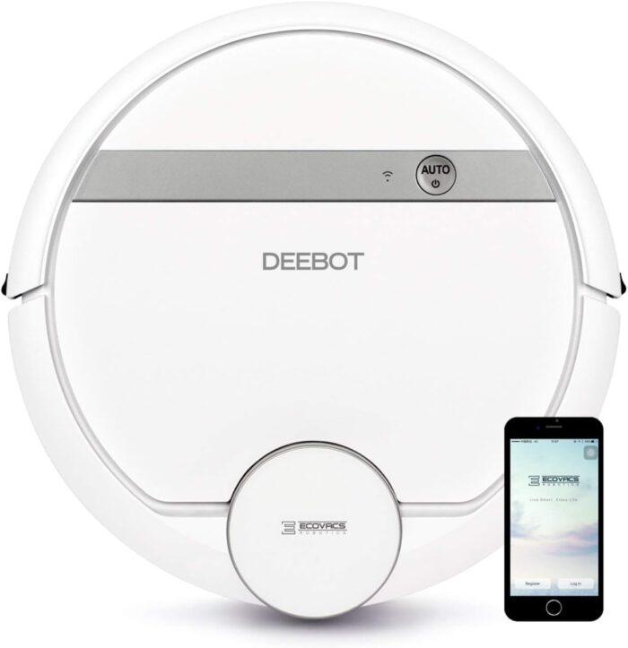 ECOVACS DEEBOT 900 Smart Robotic Vacuum, Carpet, Bare Floors, Pet Hair plus Mapping Technology, High Suction Power, WiFi, with Alexa, Google Assistant White (Renewed)