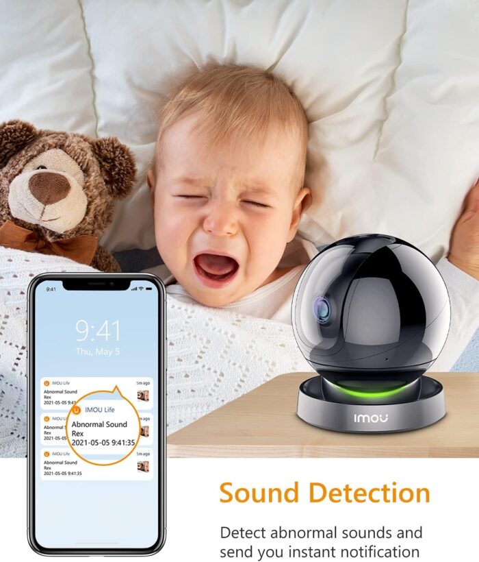 Imou Security Camera Indoor 1080P WiFi Camera (2.4G Only) 360 Degree View Smart Camera with Night Vision, 2-Way Audio, Smart Tracking, Sound Detection, Spotlight & Siren and Ethernet Port, Rex 2MP - Image 6