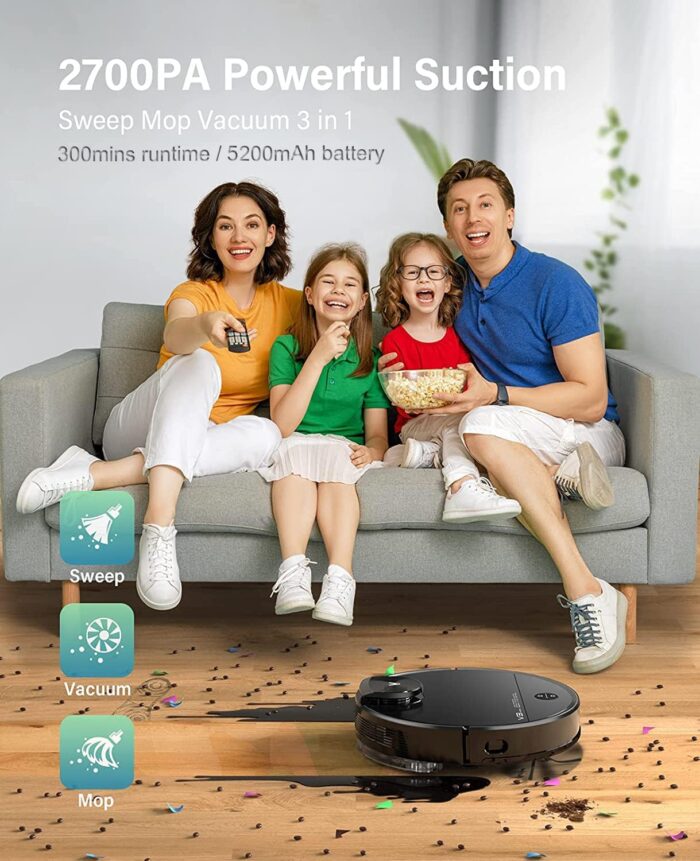VIOMI Smart Robot Vacuum V3 Max Duster Vacuum and Mop for Multi Floors with Lidar Navigation Technology, Compatible with Alexa and Google, Black - Image 2