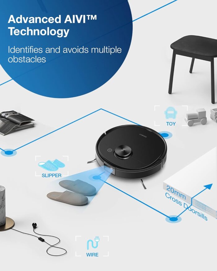 ECOVACS Deebot T8 AIVI Robot Vacuum Cleaner For Floors,Carpet, Vacumming and Mopping in One-Go, Laser Mapping, Smart AI Object Recognition, On-Demand Live Video, Custom Clean, 3+ Hours of Runtime - Image 6
