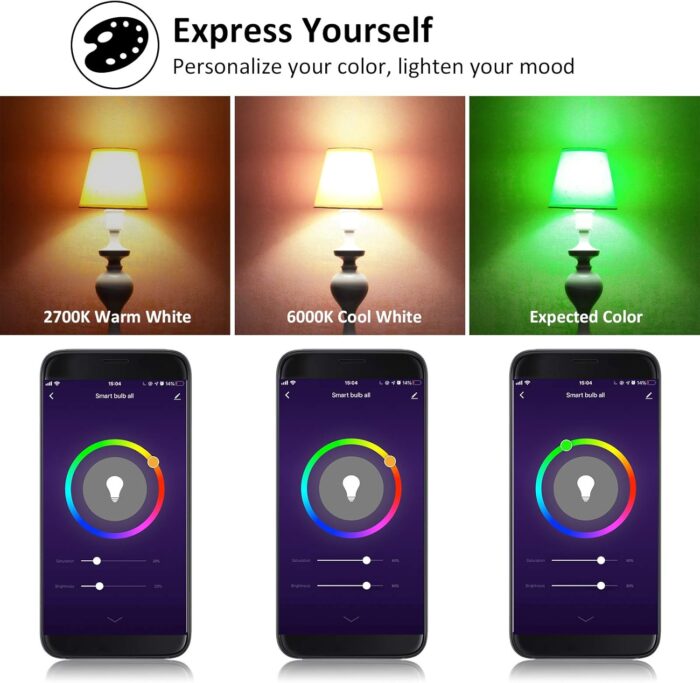 Smart Alexa Light Bulb,16W(150W Equivalent)1600Lumen Ultra Bright E26 A19 Led Full Color Changing WiFi Light Bulb,Smart Bulb Work with Alexa,Google(No Hub Required),High Lumen Smart Light Bulbs - Image 7
