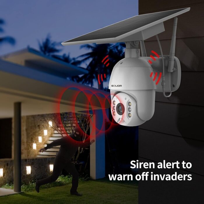 SOLIOM S600 Outdoor WiFi Security Camera - 360° Pan Tilt, Solar Powered with Battery, Motion Detection, Color Night Vision, 2-Way Talk, Remote Access - Image 4
