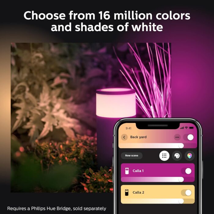 Philips Hue Calla Outdoor Smart Pathway Light - White & Color Ambiance LED Walkway Lights - Low Voltage Lighting - 1 Pack - Requires Bridge and Power Supply - Control with App and Voice - Weatherproof - Image 5