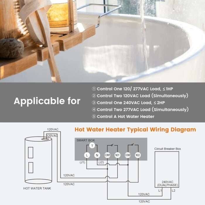 Suraielec WiFi Pool Timer, Outdoor Indoor Smart Switch, 40 AMP, 2HP, 120, 240, 277 VAC, Heavy Duty Pool Controller Light Timer Box for Pool Pump, Water Heater, Spa, Powerful Electrical Appliances - Image 5