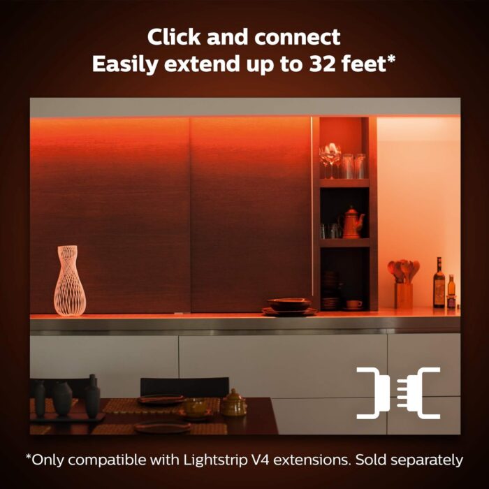 Philips Hue Indoor 6-Foot Smart LED Light Strip Plus Base Kits with Plugs - Color-Changing Single-Color Effect - 2 Pack - Control with Hue App - Works with Alexa, Google Assistant and Apple HomeKit - Image 8