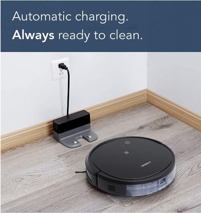 Ecovacs DEEBOT 500 Robot Vacuum Cleaner with Max Power Suction, Up to 110 min Runtime, Hard Floors & Carpets, Pet Hair, App Controls, Self-Charging, Quiet, Large, Black, 8 Each - Image 6