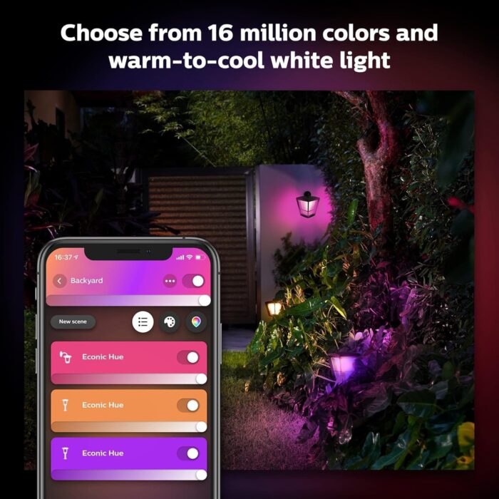 Philips Hue Econic Outdoor Smart Pathway Light - White & Color Ambiance LED Walkway Lights - Low Voltage Lighting - 1 Pack - Requires Bridge and Power Supply - Control with App and Voice -Weatherproof - Image 3