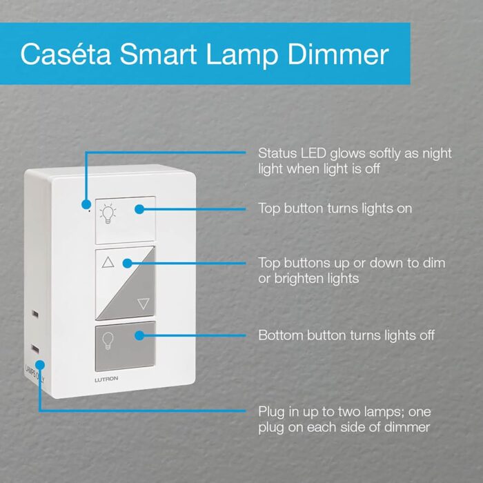 Lutron Caseta Smart Start Kit for Lamps, Plug-in Lamp Dimmer with Smart Bridge and Pico Remote, Compatible with Alexa, Apple HomeKit, and The Google Assistant | P-BDG-PKG1P | White - Image 9
