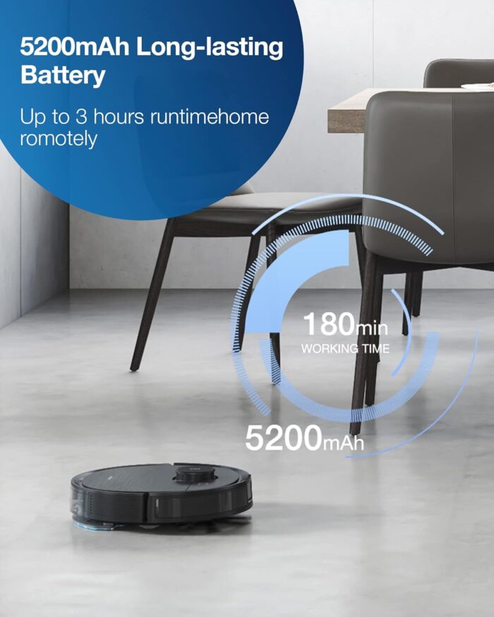 ECOVACS Deebot T8 AIVI Robot Vacuum Cleaner For Floors,Carpet, Vacumming and Mopping in One-Go, Laser Mapping, Smart AI Object Recognition, On-Demand Live Video, Custom Clean, 3+ Hours of Runtime - Image 5