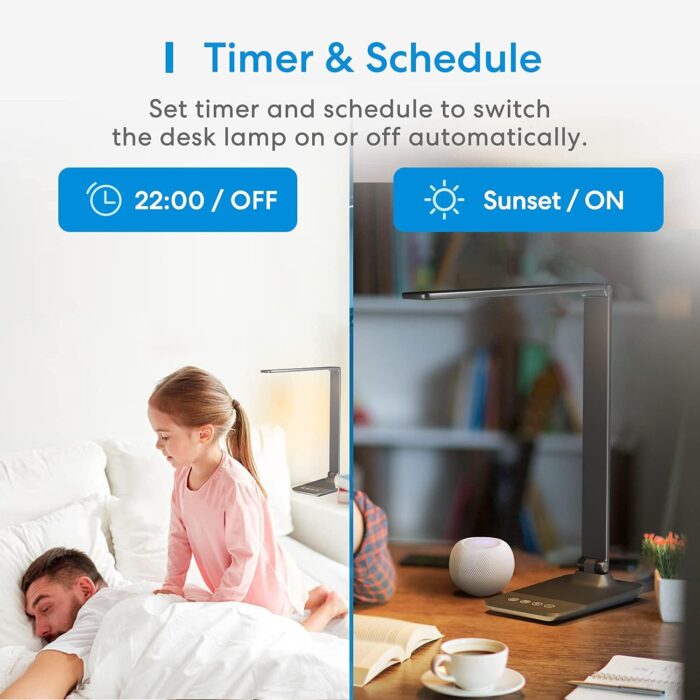 meross Smart LED Desk Light, Metal LED Desk Lamp Works with HomeKit, Alexa and Google Home, WiFi Eye-Caring Smart LED Desk Lamp for Home Office with Tunable White, Remote Control, Schedule and Timer - Image 9