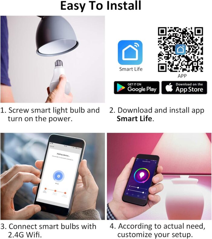 Smart Alexa Light Bulb,16W(150W Equivalent)1600Lumen Ultra Bright E26 A19 Led Full Color Changing WiFi Light Bulb,Smart Bulb Work with Alexa,Google(No Hub Required),High Lumen Smart Light Bulbs - Image 8