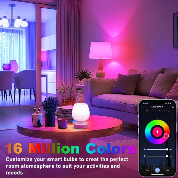 5W=40W, LED Smart Bulb, A15 Globe Shape, Compatible with Alexa, Google Home, E12, Dimmable, WiFi, Color Changing, Tunable White 2700K-6500K, G45 Ceiling Fan Light Bulbs, 1 Pack, No hub Required - Image 3