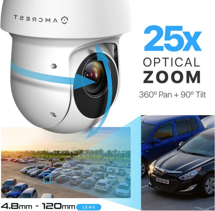 Amcrest 2MP Outdoor PTZ POE + IP Camera Pan Tilt Zoom (Optical 25x Motorized) POE+ Camera Security Speed Dome, CMOS Image Sensor, 328ft Night Vision, POE+ (802.3at) F1.6, IP66, IP2M-863EW-AI-V2 - Image 5