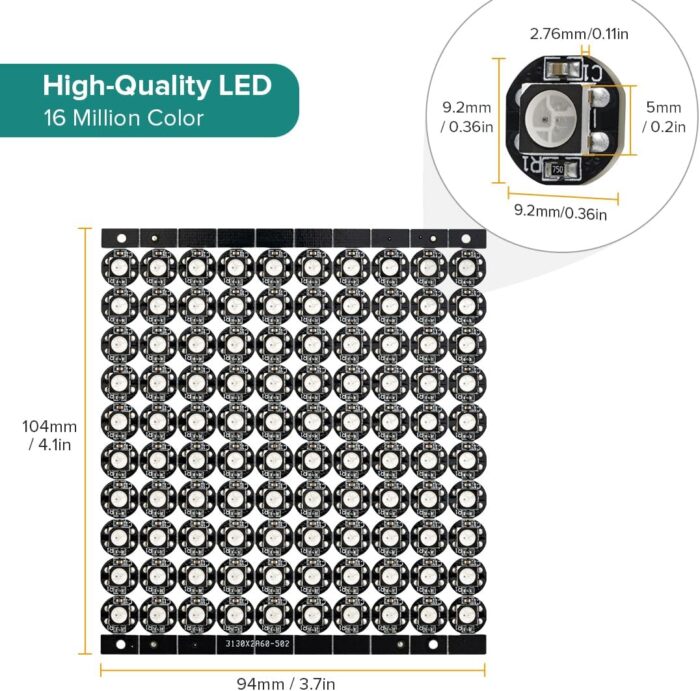 BTF-LIGHTING WS2812B 100PCS 5050SMD Individually Addressable Smart RGB LED Pixel for Arduino Single 1-led RGB LED Module Pixels Color Light Black PCB Only DC5V Christmas(No Adapter or Controller) - Image 2