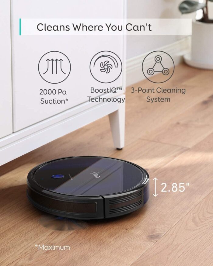 Eufy BoostIQ RoboVac 15C MAX, Wi-Fi Connected, Super-Thin, 2000Pa Suction, Quiet, Self-Charging Robotic Vacuum Cleaner, Cleans Hard Floors to Medium-Pile Carpets, Black (Renewed) - Image 4