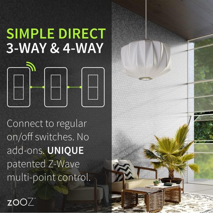 Zooz 800 Series Z-Wave Long Range S2 On Off Switch ZEN76 800LR, White | Simple Direct 3-Way and 4-Way Solution (Works with Regular Switches, No Aux Switch Needed) | Z-Wave Hub Required - Image 3