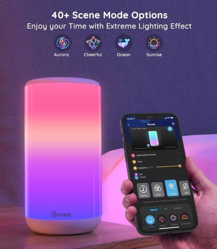 Govee RGBIC Table Lamp, Smart Lamp Work with Alexa, LED Lamp with Music Sync and 43 Scene Modes, Color Changing Lamp for Bedroom Decor, Dimmable Night Light (Corded Electric) - Image 4