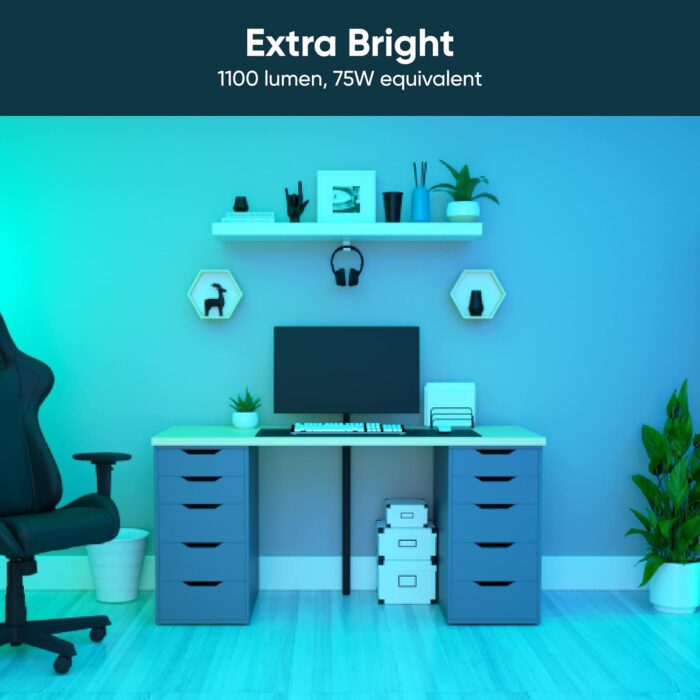 Wyze Bulb Color, 1100 Lumen WiFi RGB and Tunable White A19 Smart Bulb, Works with Alexa and Google Assistant, Four-Pack - Image 2