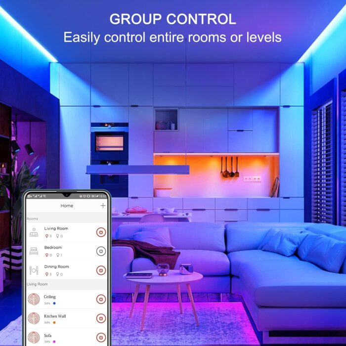 Sengled Smart Bluetooth Mesh LED Multicolor Light Strip, 2M (6.6ft), Works with Amazon Echo and Alexa, High Brightness with 16 Million Colors, RGBW, 450 Lumens/Meter, 3 Years Warranty (B1G-G8E) - Image 6
