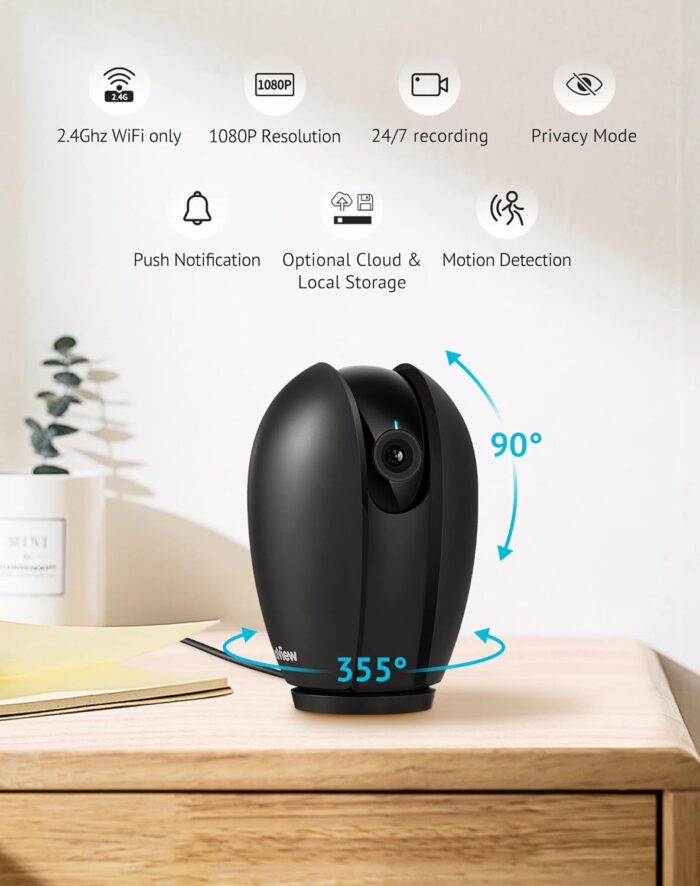 LaView Indoor Security Camera, 1080P Home Security Camera with Sound & Motion Detection, 360° Baby Monitor with Phone App, WIFI Pet Camera,2-Ways Audio, Night Vision,SD&Cloud storage, Works with Alexa - Image 2