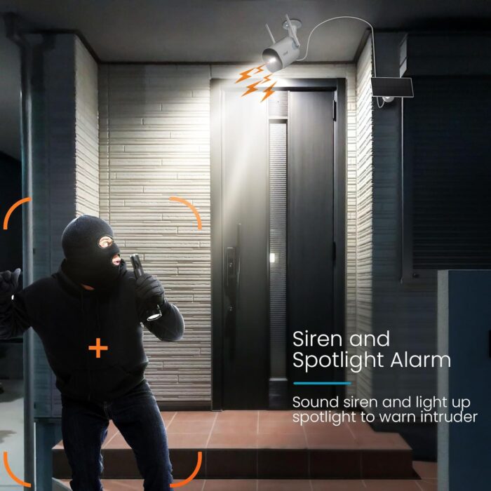 2K Solar Camera Security Outdoor with Spotlight & Siren, AI Detection Wireless Cameras for Home Security, 3MP Color Night Vision/2-Way Talk/Compatible with Alexa - Image 5