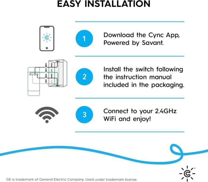 GE CYNC Smart Ceiling Fan Control, Neutral Wire Required, Bluetooth and 2.5 GHz Wi-Fi 4-Wire Smart Switch, Works with Amazon Alexa and Google Home, White - Image 3