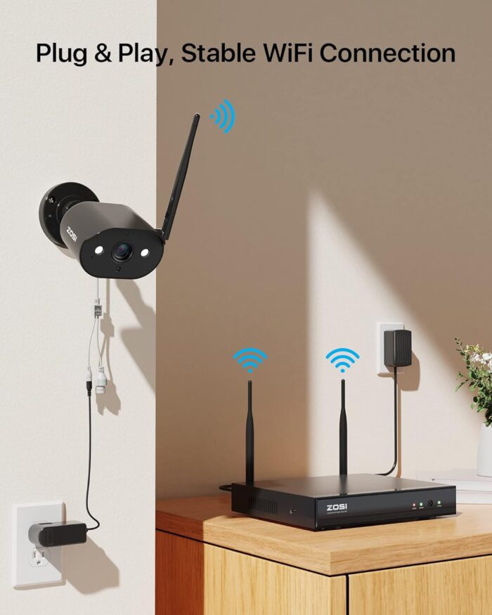 ZOSI 8CH 2K Wireless Security Camera System Outdoor Indoor, 8 X 3MP WiFi IP Camera with Color Night Vision, Plug-in, Spotlight, 2-Way Talk, Light & Siren Alarm, 2TB HDD for 24/7 Recording - Image 3