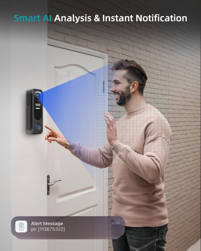 ZUMIMALL Doorbell Camera Wireless 2K, Video Doorbell with Chime, 2 Way Audio, Voice Changer, 30s Voice Message, Anti-Theft, AI Detection, Cloud Storage, 2.4Ghz WiFi, Battery Powered, Work with Alexa - Image 4