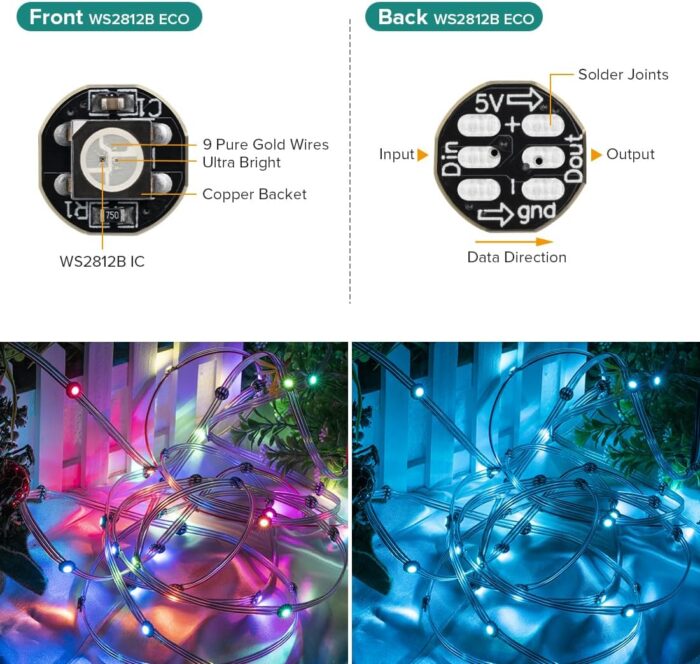 BTF-LIGHTING WS2812B 100PCS 5050SMD Individually Addressable Smart RGB LED Pixel for Arduino Single 1-led RGB LED Module Pixels Color Light Black PCB Only DC5V Christmas(No Adapter or Controller) - Image 3