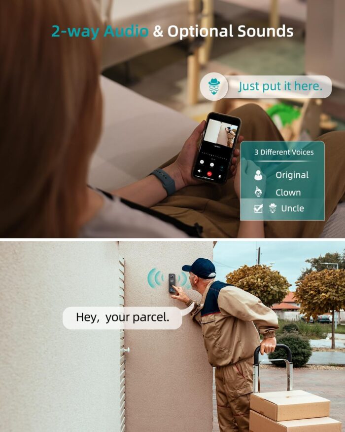ZUMIMALL Doorbell Camera Wireless 2K, Video Doorbell with Chime, 2 Way Audio, Voice Changer, 30s Voice Message, Anti-Theft, AI Detection, Cloud Storage, 2.4Ghz WiFi, Battery Powered, Work with Alexa - Image 3