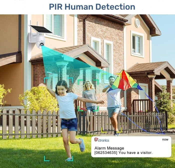 Ctronics 3MP Solar Security Camera Wireless Outdoor WiFi, PTZ Surveillacne Camera Battery-Powered for Home Security, 360° View, Spotlight Color Night Vision, PIR Human Detection, 2-Way Audio (White) - Image 3