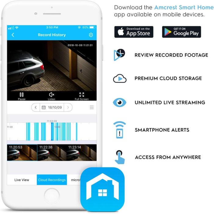 Amcrest SmartHome 1080p WiFi Outdoor Security Camera with Spotlight, Built-in Siren Alarm, Strobe Light, Two-Way Audio, Night Vision, 133° View, IP65 Weatherproof, MicroSD & Smart Cloud Storage, ADC2W - Image 5