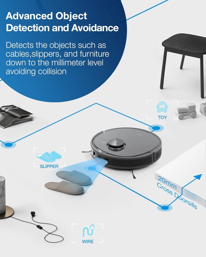 Ecovacs Deebot T8 Robot Vacuum and Mop Cleaner, Precise Laser Navigation, Multi-floor Mapping, Intelligent Object Avoidance, Full-customize clean, No-go and No-mop Zones, Auto-empty Station Compatible - Image 3