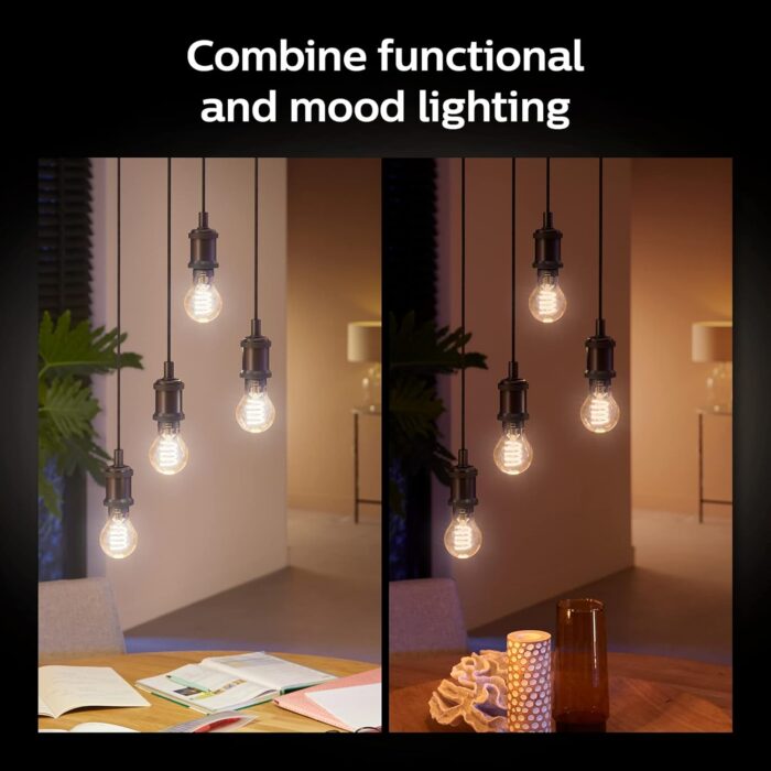 Philips Hue Smart 40W A19 Filament LED Bulb - White Ambiance Warm-to-Cool White Light - 1 Pack - 550LM - E26 - Indoor - Control with Hue App - Works with Alexa, Google Assistant and Apple Homekit - Image 5