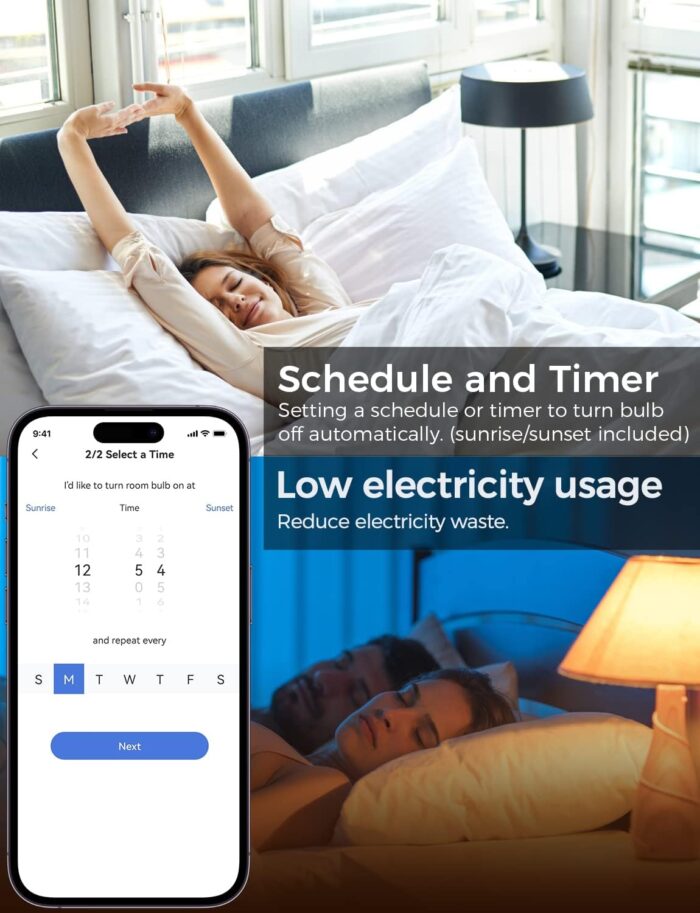 Smart Bulbs Works with Apple HomeKit, Color Changing Smart Wi-Fi Light Bulbs Compatible with Siri, Alexa and Google, A19 E26 Fitting, 2700K-6500K RGBWW Dimmable, 9W 810 Lumens, 2 Pack - Image 5