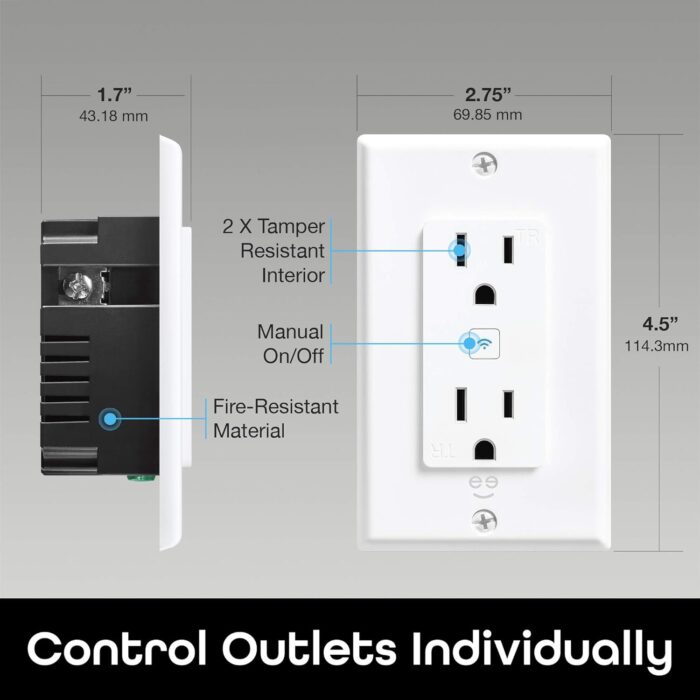 Geeni Smart WiFi in-Wall Outlet, White, 2 Outlets – No Hub Required – Smart Outlet Works with Amazon Alexa, Google Home, Requires 2.4 GHz WiFi - Image 6