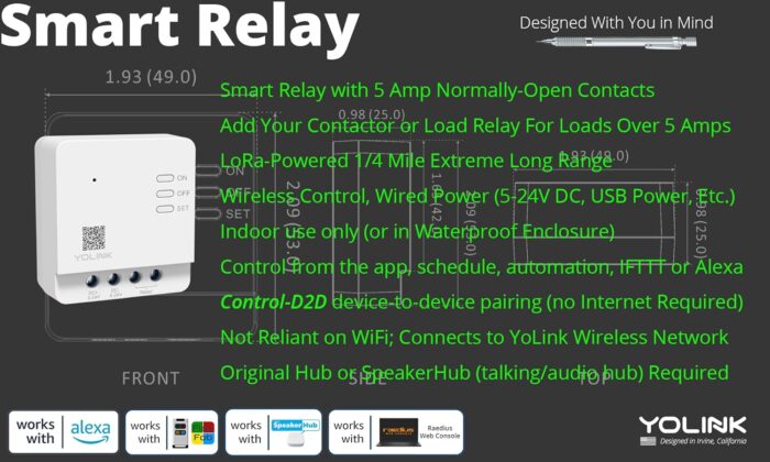 YoLink Relay, YoLink 1/4 Mile Super Long Range Smart Relay Compatible with Alexa, Google, and IFTTT, Max. 5 amps - YoLink Hub Required - Image 6
