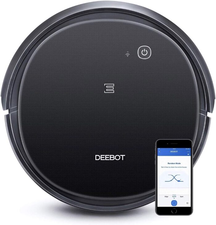 Ecovacs DEEBOT 500 Robot Vacuum Cleaner with Max Power Suction, Up to 110 min Runtime, Hard Floors & Carpets, Pet Hair, App Controls, Self-Charging, Quiet, Large, Black, 8 Each