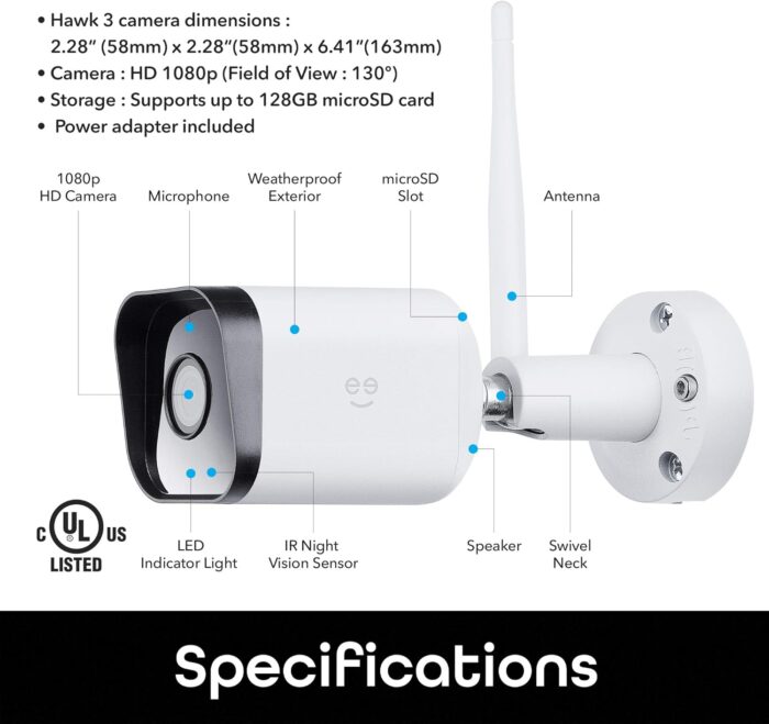 Geeni Hawk 3 Outdoor Security Camera, 1080p HD, Weatherproof, Motion Detection, Night Vision, Two-Way Audio, Alexa/Google Compatible - Image 9
