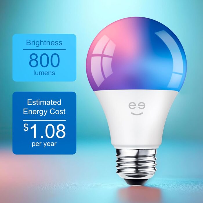 Geeni Smart Light Bulbs - Color Changing & Tunable White, Dimmable, Works with Alexa & Google Home, 2.4 GHz WiFi, A19, 800 lm, 4 Pack - Image 9