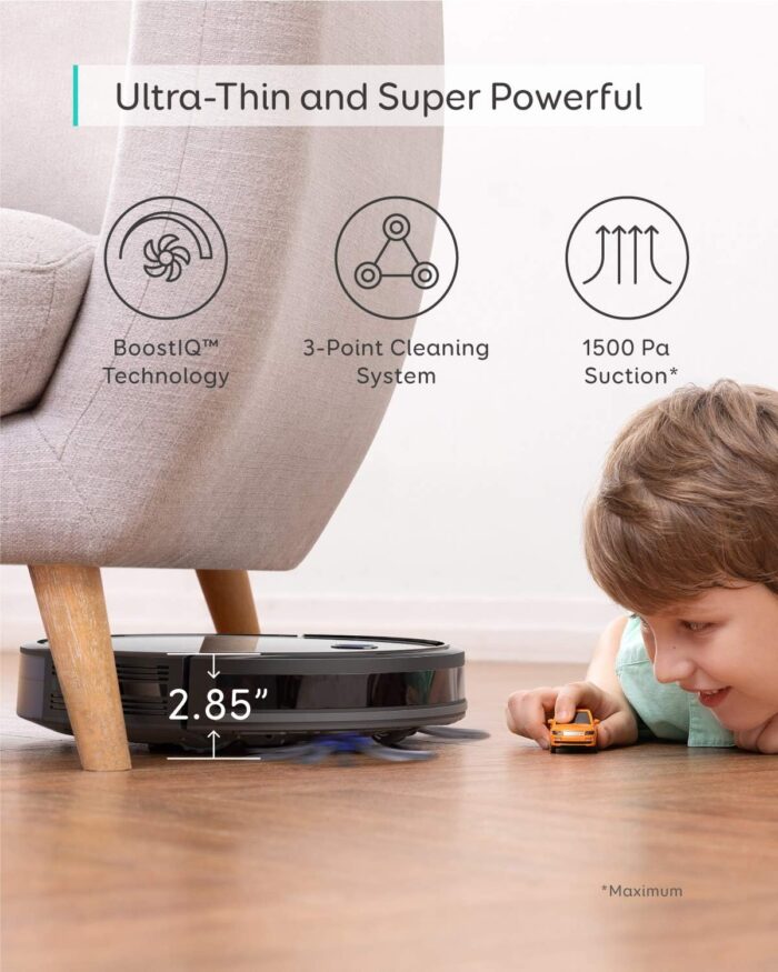 Eufy BoostIQ RoboVac 30C, Robot Vacuum Cleaner, Wi-Fi, Super-Thin, 1500Pa Strong Suction, Boundary Strips Included, Self-Charging Robotic Vacuum Cleaner (Renewed) - Image 4