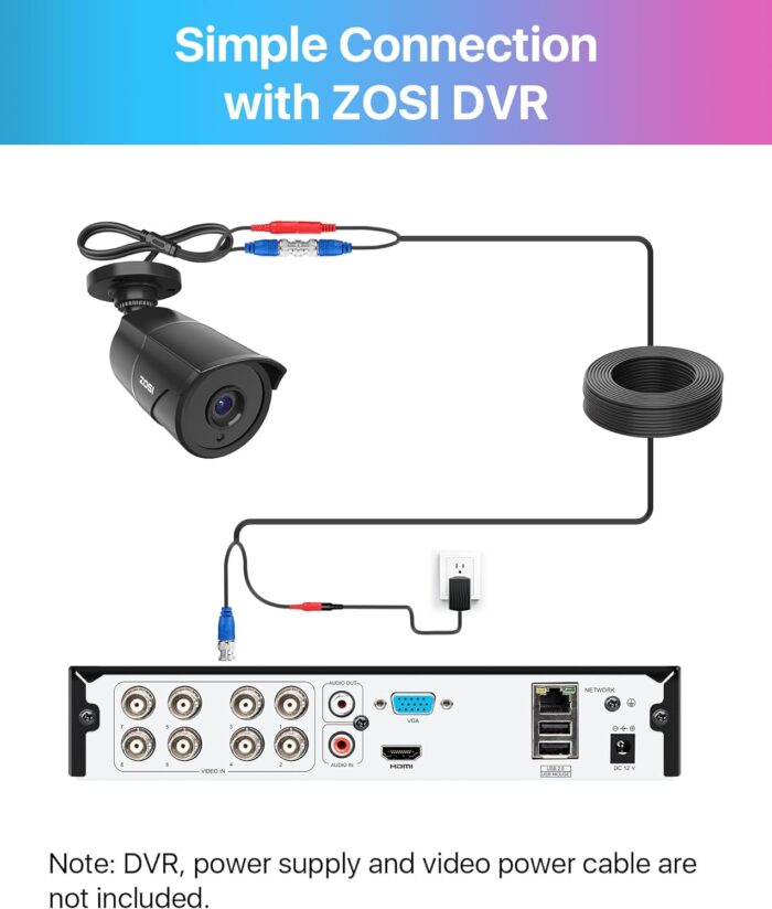 ZOSI 4 Pack 1080p Home Security Cameras with Audio Recording,Built-in Microphone,2MP 1920TVL HD-TVI Outdoor Indoor CCTV Cameras with 120ft IR Night Vision Weatherproof Surveillance Bullet Camera - Image 5