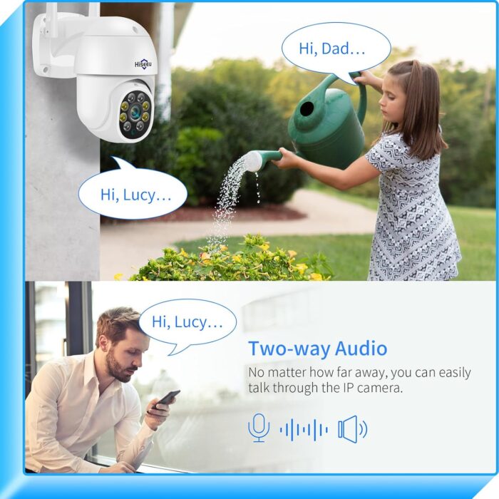 Hiseeu 2K 3MP PTZ Security Camera Outdoor,WiFi Camera, Auto Tracking&Light Alarm Floodlight & Color Night Vision,Two-Way Audio, Plug-in Cable,Compatible Wireless Camera System - Image 4