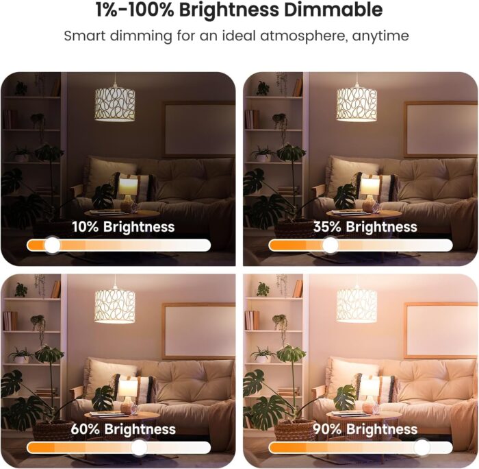 TREATLIFE Smart Light Bulbs 4Pack, 2500K-6500K Tunable White Dimmable LED Light Bulb Compatible with Alexa and Google Home, 2.4GHz WiFi Smart Bulb, 800LM, E26 A19 9W, No Hub Required - Image 5