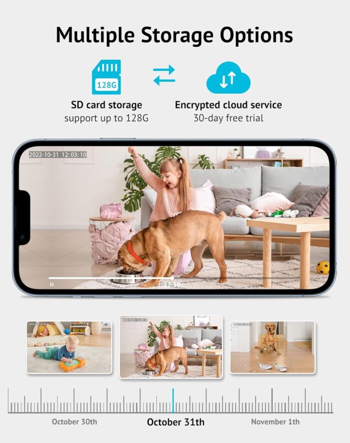 LaView Indoor Security Camera, 1080P Home Security Camera with Sound & Motion Detection, 360° Baby Monitor with Phone App, WIFI Pet Camera,2-Ways Audio, Night Vision,SD&Cloud storage, Works with Alexa - Image 8