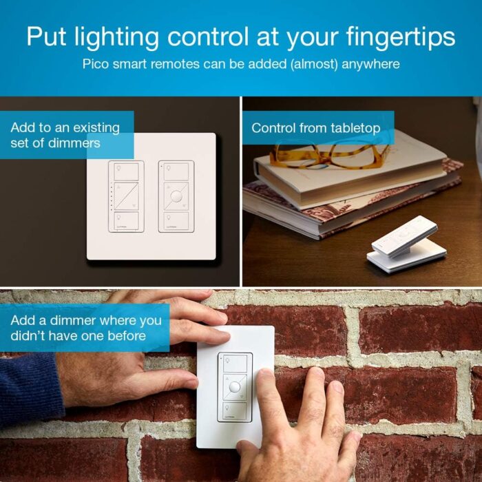 Lutron Caseta Smart Lighting Kit w/ Hub, Original Dimmer Switch, & Pico Remote, for LED Bulbs, Works w/ Alexa, Apple Homekit, Google Home, 150W Single-Pole/3-Way, No Neutral Required, P-BDG-PKG1W - Image 11
