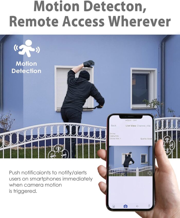 seQuro GuardPro 2 Wireless Security Camera System, 10.1-inch Touchscreen Monitor, 4CH DVR Kit, 1080p HD Outdoor Bullet Camera, Motion Detection, Night Vision, Waterproof, Free App, Home Security DVR - Image 4